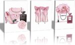 HPNIUB Fashion Women Art Print Pink High Heels Flowers Painting Set of 3 Pieces ... - Image 2
