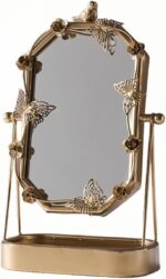 HSDDHOME Vintage Gold Tabletop Makeup Mirror, Bird & Butterfly Decorative Vanity... - Image 2