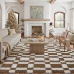 HUGEAR 6x9 Checkered Rug Brown and White Living Room Modern Shag Rug Super Soft ... - Image 2