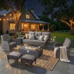 HUMMUH Luxury Patio Furniture Set with High Back Swivel Rocker Chairs & 3 Seater... - Image 2