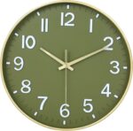 HZDHCLH Wall Clocks Battery Operated,Wall Clock Green Gold,8 inch Wall Clock Sil... - Image 2