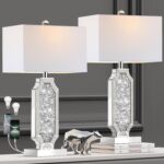 Hamucd 3-Way Dimmable Touch Diamond Crushed Mirrored Bedside Table Lamps Set of ... - Image 2