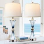 Hamucd 3-Way Dimmable Touch Glass Table Lamps for Bedrooms with 2 USB Ports Set ... - Image 2