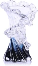 Hand Blown Blue Glass Vase, Unique Art Beautiful Ocean Glass Vase for Home Cente... - Image 2