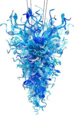 Hand Blown Glass Chandelier, Luxury Large Multi-Blue Art Decor Chandeliers, Ceil... - Image 2