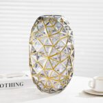 Hand Painted Gold and Grey Diamond Shaped Glass Crystal Vase 13.6 inch Tall,Mode... - Image 2