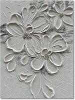 Hand-Painted White Flower Texture Art - 40x28 inches Modern Abstract Home Wall D... - Image 2