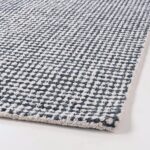 Hand-Tufted 100% Wool Pile Area Rug – Geometric Textured Grid Check Pattern – Th... - Image 2