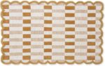 Hand-Tufted Wool Area Rug - 5x8 Ft, Neutral Beige & Warm Caramel Plaid Design wi... - Image 2