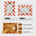 Handicrafts Home 4x6 Picture Frame Red & White, Scalloped Bone Inlay Photo Frame... - Image 2