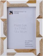 Handicrafts Home 5x7 Picture Frame– Woodline Pattern Brown White Handmade Decora... - Image 2