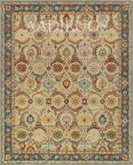 Handmade 100% Wool Area Rug 3X5– Classic Ivory/Blue Persian Floral Pattern, Thic... - Image 2