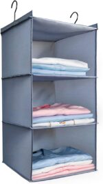 Hanging Closet Organizer and Storage 3-Shelf, Easy Mount Foldable Hanging Closet... - Image 2