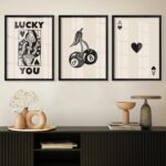 Heiple Framed Set of 3 Poker Wall Art Lucky You Poster, Trendy Retro Print Wall ... - Image 2