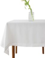 Hemstitch Linen White Tablecloth - Rectangular Handcrafted Tablecloth 90 x 126 I... - Image 2