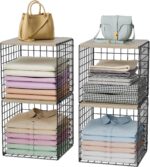 Hencawima 4-Tier Stackable Closet Organizers and Storage, Dual-Layer Reinforced ... - Image 2