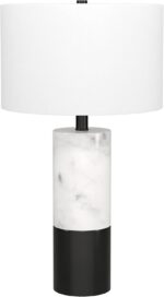 Henn&Hart 24" Glam 1-Light Table Lamp with White Fabric Drum Shade for Living Ro... - Image 2
