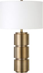 Henn&Hart 27" Mid-Century Modern 1-Light Table Lamp with White Fabric Drum Shade... - Image 2