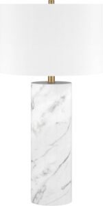 Henn&Hart 29.5" Glam 1-Light Table Lamp with White Fabric Drum Shade for Living ... - Image 2