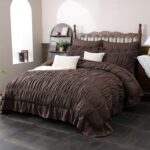 Herside Brown Ruffle Comforter Set Queen Size,Ruched Boho Bedding 9 Pcs Bed-in-a... - Image 2