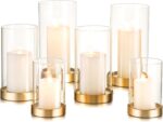 Hewory Hurricane Candle Holder for Pillar Candles: Gold Votive Candle Holders Se... - Image 2