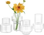 Hewory Ribbed Bud Vases for Centerpieces: Set of 4 Small Clear Glass Vase for Br... - Image 2