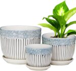Hlukana Ceramic Plant Pots Set of 3, 6.75/5.6/4.2 inch Planters with Drainage Ho... - Image 2
