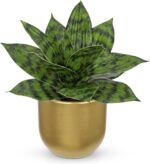 Hollyone Artificial Snake Plants 9" Faux Agave Succulent Plant Potted in Gold Po... - Image 2