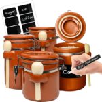 Home Intuition Ceramic Kitchen Canisters Set of 4 with Wooden Spoon Set – Airtig... - Image 2