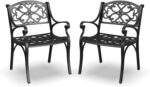 Homestyles Sanibel Black Stationary Cast Aluminum Outdoor Dining Chair, 2 Piece ... - Image 2