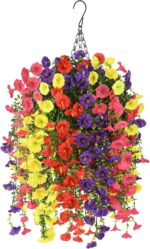 Homsunny Artificial Fake Hanging Flowers Plants Baskets for Outdoor Spring Decor... - Image 2