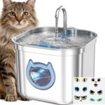 Homtyler Luxury Automatic Cat Water Fountain for Pets, 2.2L/74oz Stainless Steel... - Image 2