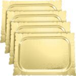 Honeydak 4 Pcs Gold Rectangle Serving Trays Heavy Duty Disposable Paper Cardboar... - Image 2