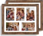 Hongkee 11x14 Picture Frame Set of 2, Rustic Brown Wood Frame with Real Glass Co... - Image 2