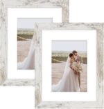 Hongkee 8x10 Picture Frame Set of 2, Made of Real Glass and Distressed White Woo... - Image 2
