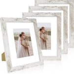 Hongkee 8x10 Picture Frame Set of 4, Made of Real Glass and Distressed White Woo... - Image 2