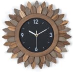 Honiway Wall Clock Battery Operated 12 in Rustic Wood Boho Sunburst Decorative W... - Image 2