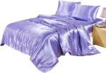 Hotel Quality Solid Lilac/Lavender Duvet Cover Set King Size Silk Like Satin Bed... - Image 2