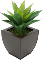 House of Silk Flowers Faux Frosted Light Green Succulent in Tapered Zinc Pot (Ma... - Image 2