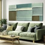 Hue7Art Modern Abstract Green Canvas Wall Art Soft Neutral Color Hand Painting B... - Image 2