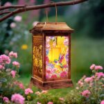 Hummingbird Solar Lanterns Outdoor Waterproof, Metal & Glass Hanging Lights Gard... - Image 2