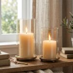 Hurricane Candle Holders Set of 2 - Pillar Candle Stands with Glass Sleeves for ... - Image 2