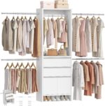 Hzuaneri Closet System, Closet Organizer System with 4 Hang Rods, Walk-in Wooden... - Image 2