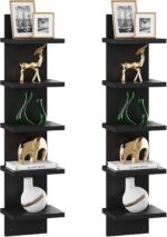 IBUYKE 5 Tier Wall Shelf Unit,Black Vertical Shelf,Floating Storage Shelf,Decora... - Image 2