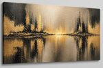 ICE ARMOR Large Abstract Canvas Wall Art 24x36 Inch Black and Golden Color Refle... - Image 2
