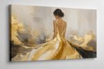 ICE ARMOR Large Abstract Golden Color Dress Woman Modern Luxury Wall Art Contemp... - Image 2