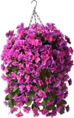 INQCMY Artificial Fake Hanging Plants Flowers Basket for Spring Summer Outdoor O... - Image 2