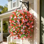 INQCMY Artificial Hanging Flowers Decoration, 4pcs Fake Floral Basket Plants for... - Image 2