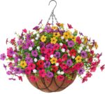 INXUGAO Artificial Silk Flowers Hanging Baskets Outdoors Indoors, Daisy with Euc... - Image 2