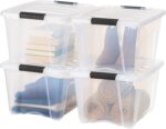 IRIS USA 32 Qt Stackable Plastic Storage Bins with Lids, 4 Pack - BPA-Free, Made... - Image 2
